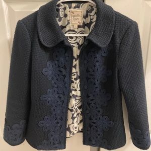 Nanette Lepore navy knit blazer